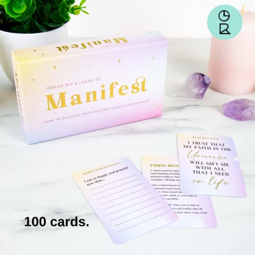 Gift Republic Dream Big & Manifest - 100 Cards - Mindfulness & Wellbeing Card Pack. Tips & Tricks to Manifest Your Wildest Dreams and Goals.
