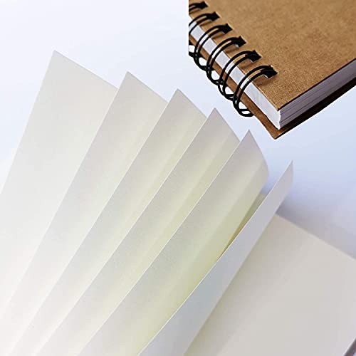 Blank Journal Notebooks Unlined Spiral Notebooks, A5 with thick kraft cover Sketch Notebooks Drawing NoteBooks Diary Memo Notepads, 100 Pages/ 50 Sheets, 8.3 x 5.7 Inches