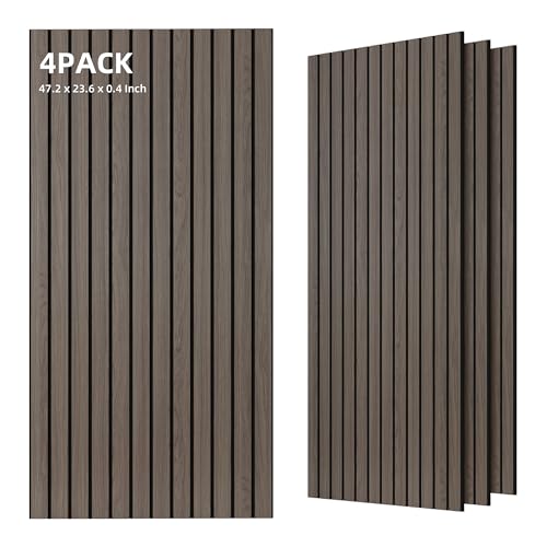 TO-TH Wood-Look Acoustic Panel, 4 Pack 47.2” x 23.6” Soundproof Wall Panels, Decorative Sound Absorbers Large Acoustic Panels for Home, Office, Basement, Walnut - color: Walnut, size: 4 pcs - 47.2'' * 23.6''