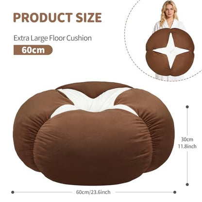 Extra Large Shiitake Mushroom Floor Cushion Pillow – Plush Floor Cushion for Sitting & Activities, for Reading, Gaming, Meditation & Home Decor – Cute Round Plush Chair Cushion.60cm/23.6Inch - style: Shiitake