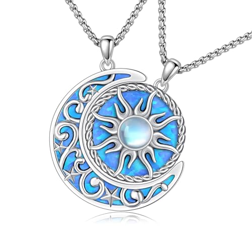 Yin Yang Necklaces for Women Men 925 Sterling Silver Pendant Necklace Yin Yang Jewelry for Women Men Couples - style: Sun Moon #4