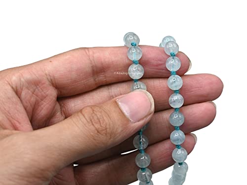 Amazing Gemstone Aquamarine Mala - Knotted - color: Aquamarine, style: Knotted