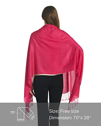 EURKEA Women's Scarf Pashmina Silky Soft Shawls Wraps Stole for Evening, Wedding and Gift - color: Hot Pink