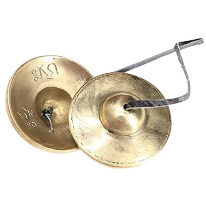 Amagogo Meditation Bell Tibetan Buddhist Hand Bells Tingsha Cymbal Singing Bowls Metal Instrument Compact Design Leather Strap Suitable for Mindfulness Yo, B - color: B