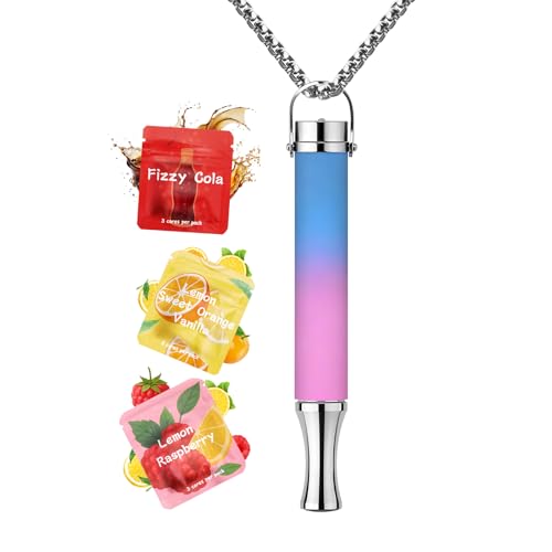ASTOFLI Breathing Necklace For Anxiety Adults - Adjustable Air Outlet Breathe Necklaces With Flavored - Breath Free Stress Relief Device With Flavor - Meditation Gifts For Women Men - color: Blooming Haze - Uplifting Mood：Citrus Carnival