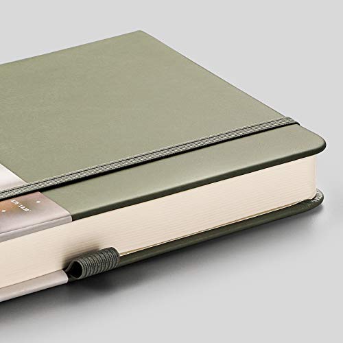 EMSHOI Dotted Journal Notebook, 256 Pages, 120 GSM Thick Paper, A5 Small 5.75"x8.38", PU Leather Hardcover, 5mm Dot Grid Notebook for Journaling, Planning, Drawing, Writing, Green - color: Green, size: A5-Dotted