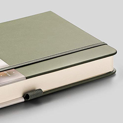 EMSHOI Dotted Journal Notebook, 256 Pages, 120 GSM Thick Paper, A5 Small 5.75"x8.38", PU Leather Hardcover, 5mm Dot Grid Notebook for Journaling, Planning, Drawing, Writing, Green - color: Green, size: A5-Dotted