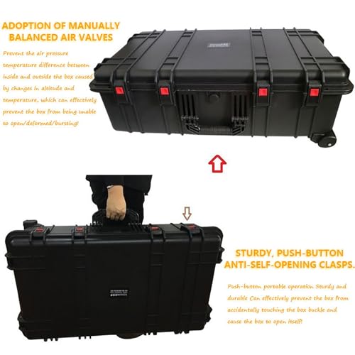 Waterproof Carry-On Hard Case, Protective Camera Case, Portable Outdoor Tool Box, with Wheels and Foam, for Electronics