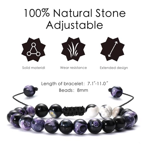 Handmade Braided Natural Healing Power Gemstone Crystal Beads Adjustable Bracelets Beaded Bracelets for Women Christmas, Birthday Gifts