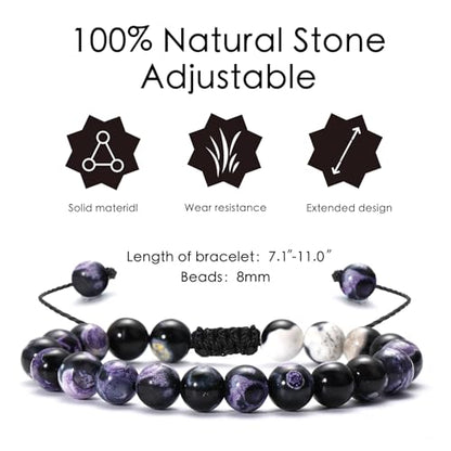 Handmade Braided Natural Healing Power Gemstone Crystal Beads Adjustable Bracelets Beaded Bracelets for Women Christmas, Birthday Gifts