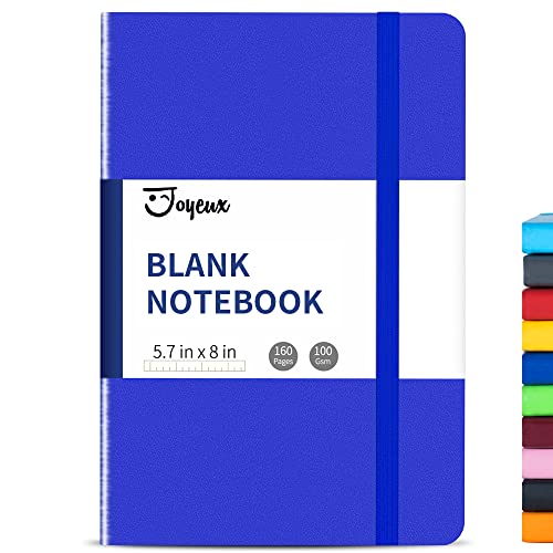 JOYEUX Blank Journal Notebook, A5, 160 Pages 100 Gsm Thick Sketch Books Hardcover Journal for Writing, 5.7 inches x 8 inches Notebooks for Work (Navy) - color: Navy