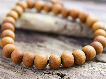 Sandalwood Bracelet for Women Men Buddhist Prayer Strand Chandan Bracelet Handmade Stretchable Elastic Sandalwood Beaded Wristbands for Yoga Meditation - style: 8mm Beads - Adjustable