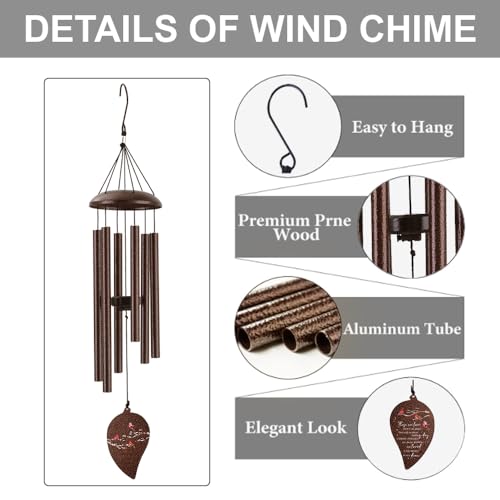 Memorial Sympathy Wind Chimes for Loss of Loved One 32'', Cardinal Wind Chimes in Memory of a Loved One, Cardinal Memorial Gifts, Bereavement Condolence Remembrance Gifts,Bronze - size: 32 inches