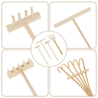 4 Pack Miniature Tabletop Rock Sand Zen Garden Accessories, Mini Zen Garden Rake Tools, Zen Sand Garden Rake Set, Small Rakes for Garden Beds, Mini Sand Stamp Rakes for Home Gift Garden Decor - style: 4Pcs