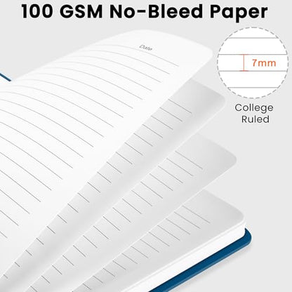 Lined Spiral Journal Notebook, A5 College Ruled Notebook for Journaling, Note-Taking, and Daily Planning, Durable Hardcover with an Elegant Design, Navy - color: G.Navy
