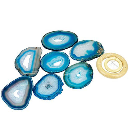 rockcloud Agate Sliced Geode Wind Chime Home Garden Decoration Figurine - color: Blue