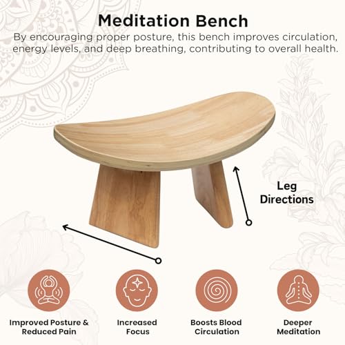 Ergonomic Wooden Meditation Bench - Kneeling Chair for Yoga, Prayer, and Seiza Practice, Portable Comfortable Meditation Stool for Deeper Meditation Mindfulness Posture Support