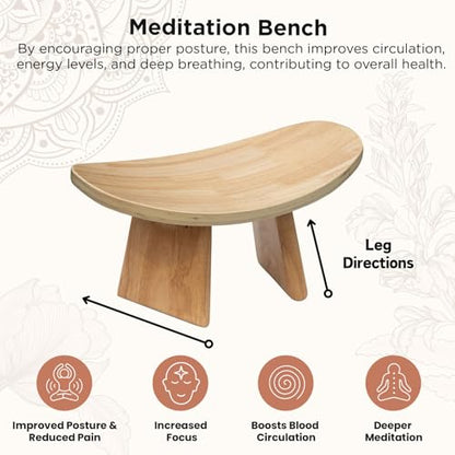 Ergonomic Wooden Meditation Bench - Kneeling Chair for Yoga, Prayer, and Seiza Practice, Portable Comfortable Meditation Stool for Deeper Meditation Mindfulness Posture Support