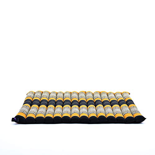 Leewadee Zabuton Seating Cushion – Square Floor Seat for Meditation Exercises, Light Yoga Mat Filled with Kapok - color: Sf03 - Black, Orange