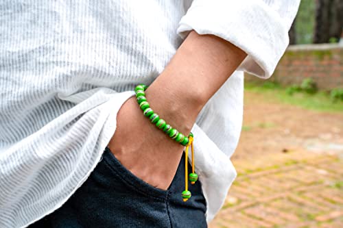 Handmade Tibetan Medicine Wrist Mala Bracelet – Buddhist Meditation Prayer Beads Healing Mala - style: green medicine