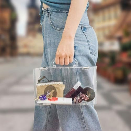 Clear Hinged Plastic Containers,Keepsake Storage Boxes Plastic,Display Case Use for Storage and Organization Jewelry,Tools, Office supplies,Pet supplies, DIY materials,Use as handbags