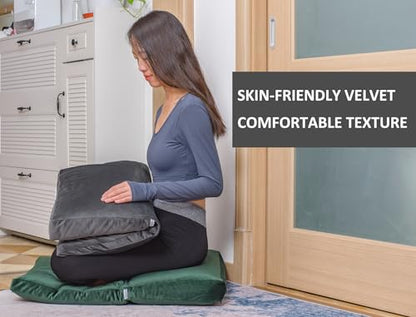 Meditation Cushion,Velvet Meditation Pillow and Zabuton 2-in-1 Portable Design(50 * 70CM). (Dark Gray, Service H：9cm)