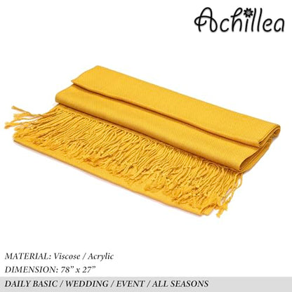 Achillea Lightweight Pashmina Scarf for Women – Soft Silky Shawl Wrap for Evening Dresses, Bridesmaids & Everyday Wear - color: Gold