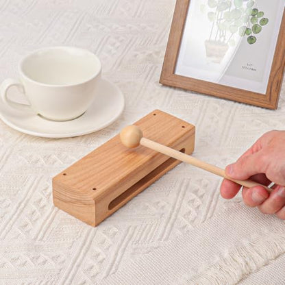 2 Set Solid Wood Rhythm Block with Mallet, Wood Block Musical Instrument, Percussion Rhythm Blocks, Hand Percussion Instruments for Adults, Concert Percussion, Live Musical, School, Community