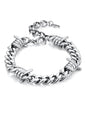 Bandmax Barbed Wire Chain Bracelets for Men Women Stainless Steel/Black/Gold Thorn Cuban Link Bracelet Adjustable Punk Emo Style Jewelry Gift - color: 01 9MM-Silver Tone
