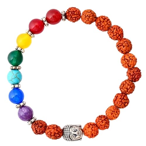 Rudraksha Bracelet for Men & Women, Adjustable Yoga & Meditation Jewelry for Wrist, Spiritual Protection Bracelet - color: Healing Stones Mix