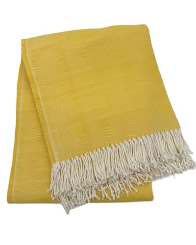 Cotton Acrylic Adirondack Herringbone Woven Throw (Radiance) - color: Radiance