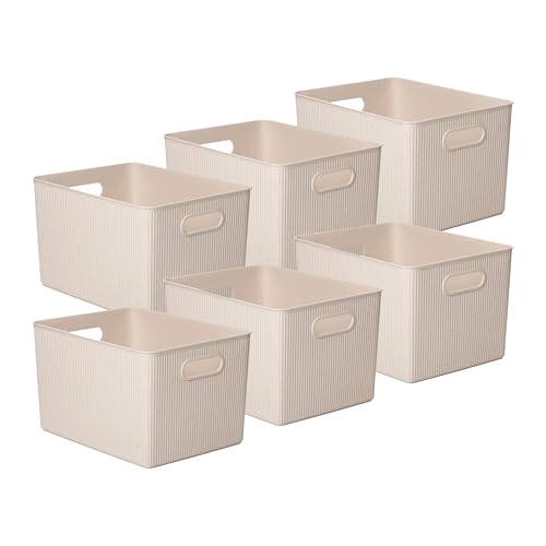 Superio Eco-Friendly Decorative Plastic Basket Open Home Storage Bins Organizer Baskets, X-Large (6 Pack) Container Boxes for Organizing Closet Storage Bins for Shelves Drawer Shelf 22 Liter - color: Eco-Friendly, size: 22 Liter (6 Pack)