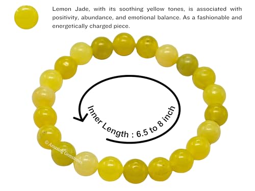 Amazing Gemstone Crystal Bracelet for Women Men's Gifts - Protection Healing Crystal Bracelet - 8mm Gemstone Beaded Stretchable Bracelet Pulseras Para Hombres Mujer Stocking Stuffers Mothers Day Gift (Lemon Jade) - color: Lemon Jade