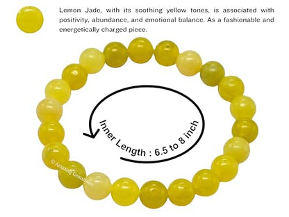 Amazing Gemstone Crystal Bracelet for Women Men's Gifts - Protection Healing Crystal Bracelet - 8mm Gemstone Beaded Stretchable Bracelet Pulseras Para Hombres Mujer Stocking Stuffers Mothers Day Gift (Lemon Jade) - color: Lemon Jade