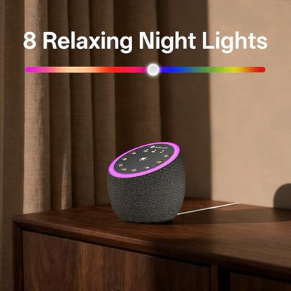 Hotmoon Sound Machine for Sleep, Cocoon 2 White Noise Sound Machine with 40 Relaxing Sounds, Dual-Speaker & Timer, 8 Night Light, Pink Brown Green Noise for Sleeping Adults, Office Privacy, Plug-in - size: Iron Black