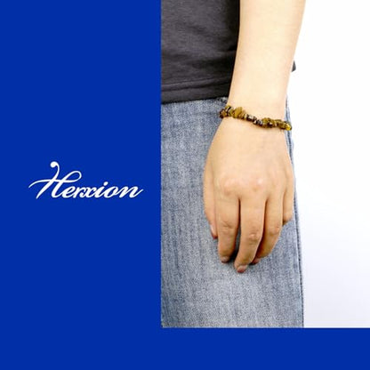 Bracelets for Men & Women - Natural Gemstone Raw Beads Stretch Bracelet, Irregular Chips Healing Crystal Jewelry. Anxiety Relief for Stress & Negative Energy Protection. - color: Yellow Tiger Eye