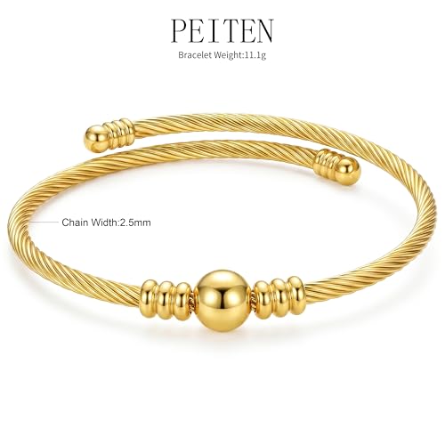 Bracelet for Women 18K Gold Plated Dainty ，Chain Simple Handmade Minimalist for Her - style: ball