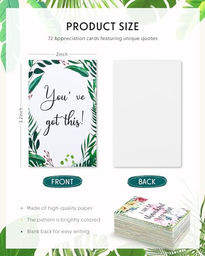 72 Pieces Unique Affirmation Cards, Motivational Daily Funny Cards with Encouragement Quotes, Teacher Kids Student Picnics Party Mini Notes Postcards