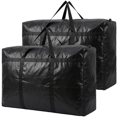 Multipurpose Extra Large Heavy Duty Storage Bags Duffle Bags for Space Saving Moving Storage (Black, 21Gal/81L - 2 Pack) - size: 21Gal/81L - 2 Pack