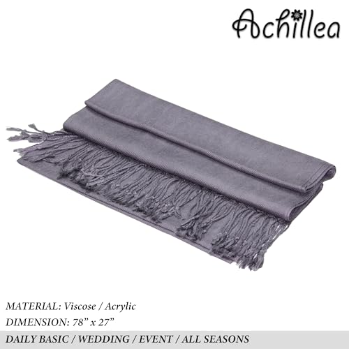 Achillea Lightweight Pashmina Scarf for Women – Soft Silky Shawl Wrap for Evening Dresses, Bridesmaids & Everyday Wear - color: Dark Grey