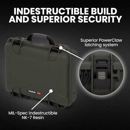 NANUK 910 Empty Waterproof Hard Case – 14.3” x 11.1” x 4.7”, Protective Case for Gear – Impact-Resistant, Dustproof, Airline Carry-On Approved – Made in Canada, Olive - color: Olive, style: Empty