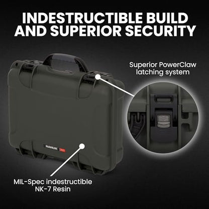 NANUK 910 Empty Waterproof Hard Case – 14.3” x 11.1” x 4.7”, Protective Case for Gear – Impact-Resistant, Dustproof, Airline Carry-On Approved – Made in Canada, Olive - color: Olive, style: Empty