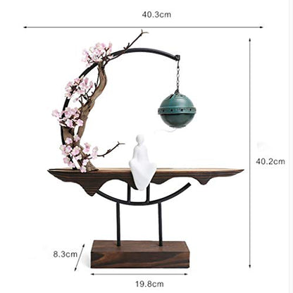 Creative Chinese Style Wood Zen Ornaments Back-Flowing Fragrance Home Living Room Office Porch Indoor Club Decoration Soft Decoration
