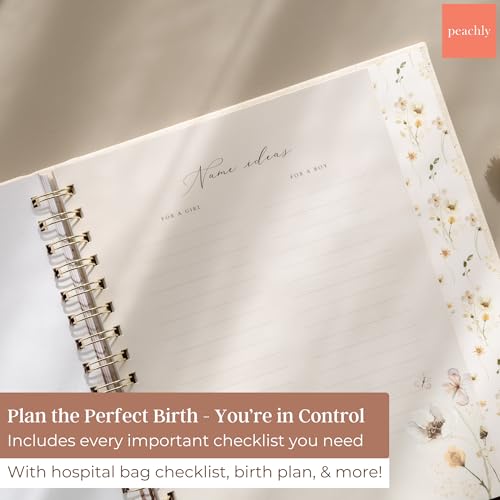 Peachly Pregnancy Journal - Linen Pregnancy Book to Capture Every Milestone - Pregnancy Must Haves - Baby Book Keepsake Pregnancy Journals For First Time Moms and Experienced Moms - color: Beige