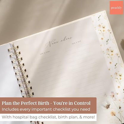 Peachly Pregnancy Journal - Linen Pregnancy Book to Capture Every Milestone - Pregnancy Must Haves - Baby Book Keepsake Pregnancy Journals For First Time Moms and Experienced Moms - color: Beige