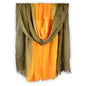 Two-tone Linen Scarf for Women Lightweight Summer Wrap Cotton Shawl Beach Travel Pashmina Gauze 75"×35" - color: Turmeric/Blackish Green