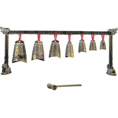 Alasum Antique Chime Percussion Instrument Single Layer Desktop Ornament 14.96X5.90X2.75In Alloy Musical Instrument Decor with Clear Sound for Home Office