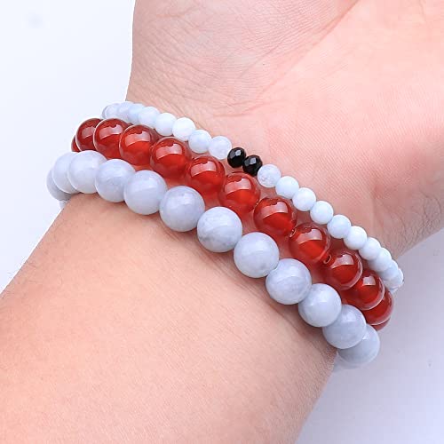 Tree of Life Yoga Healing Stone Bracelets,Multilayer Lotus Chakra Stone Reiki Bracelet Sets,Anxiety Crystal Natural Stone,for Women Stress Relief - style: Aquamarine + Onyx