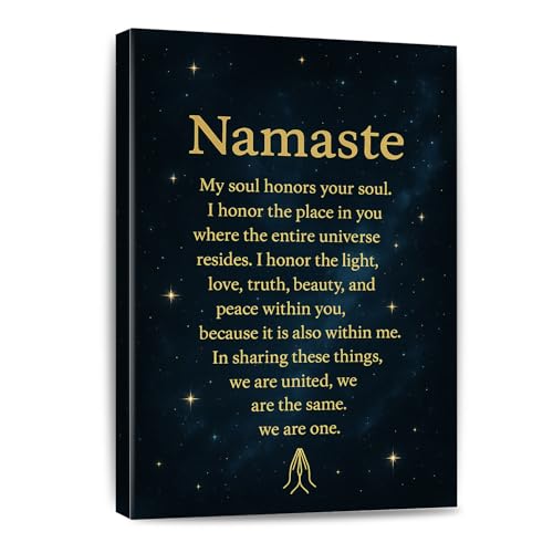 Yoga Canvas Wall Art Inspirational Namaste Definition Print zen Positive Meditation Canvas Painting Home Bedroom Wall Decor Framed Gift Framed 8 * 12 Inch - color: White 9, size: 12"L x 8"W
