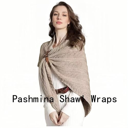 WaJuemy Pashmina Shawl Wraps for Women Cross Sweater Shawls and Wraps Cardigan Cape Front Poncho Knit Cashmere Sweater Shawl - color: 10 Black L